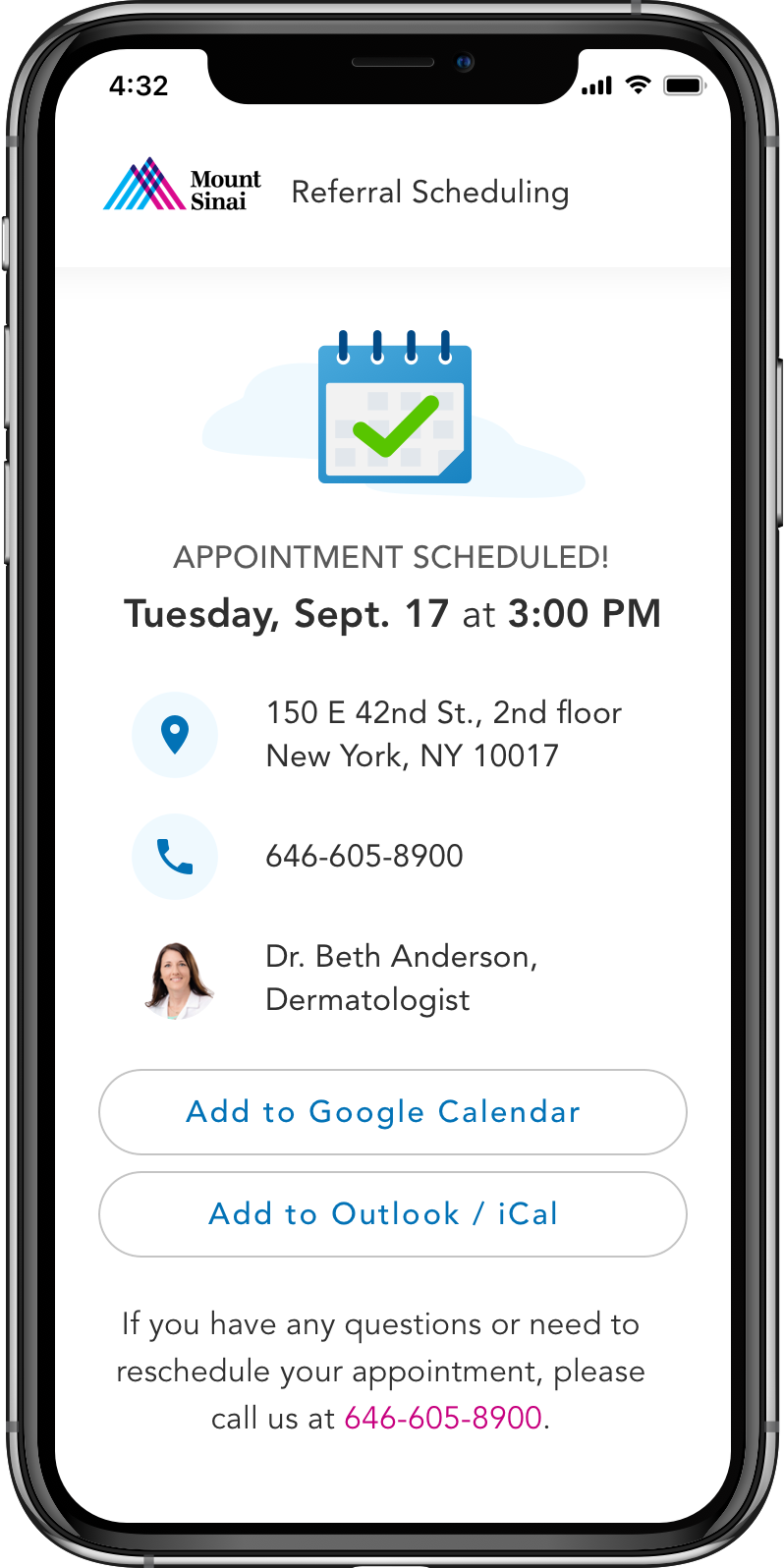 Referral scheduling screen 3
